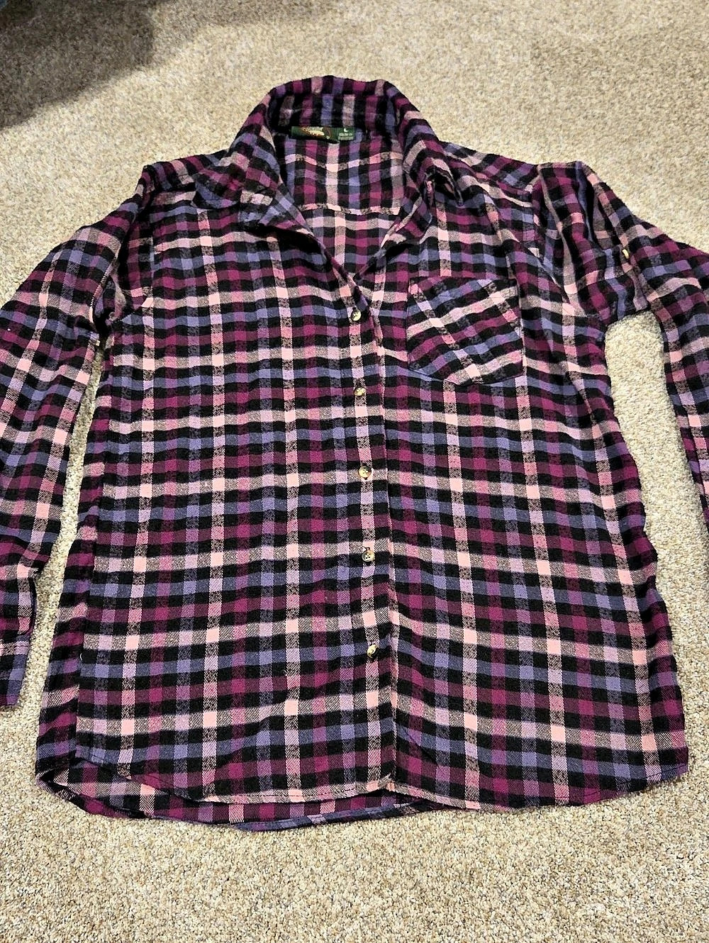 Stillwater Supply Co. Plaid Button Down in Purple & Black Size Large